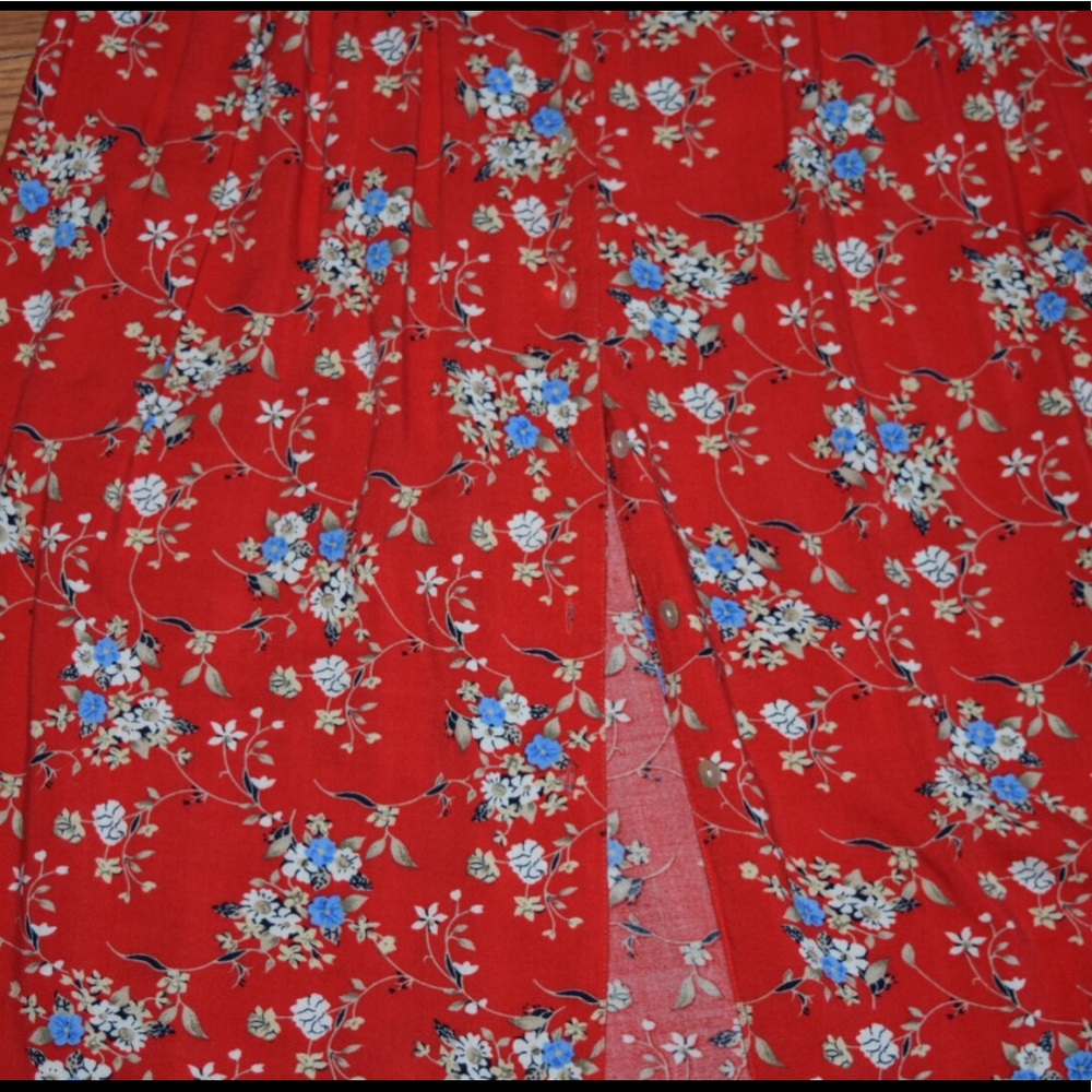 Vintage Red Floral Maxi Dress - Picture 6 of 8